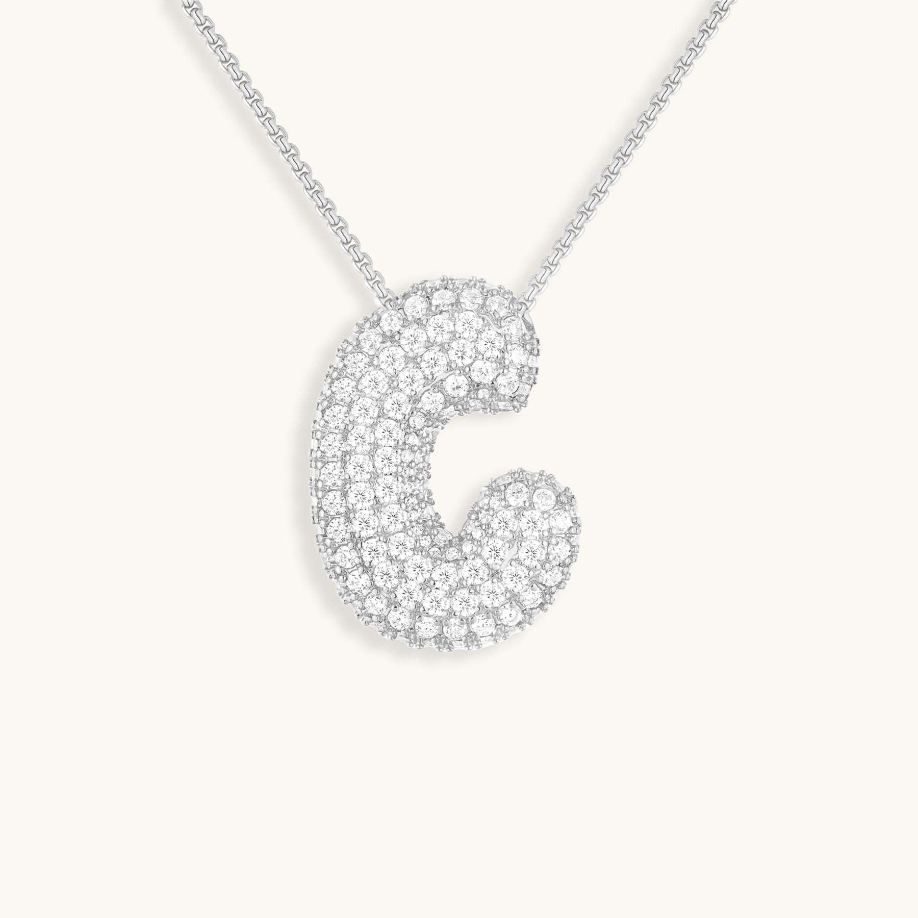 Diamant Initial Bubble Halskette