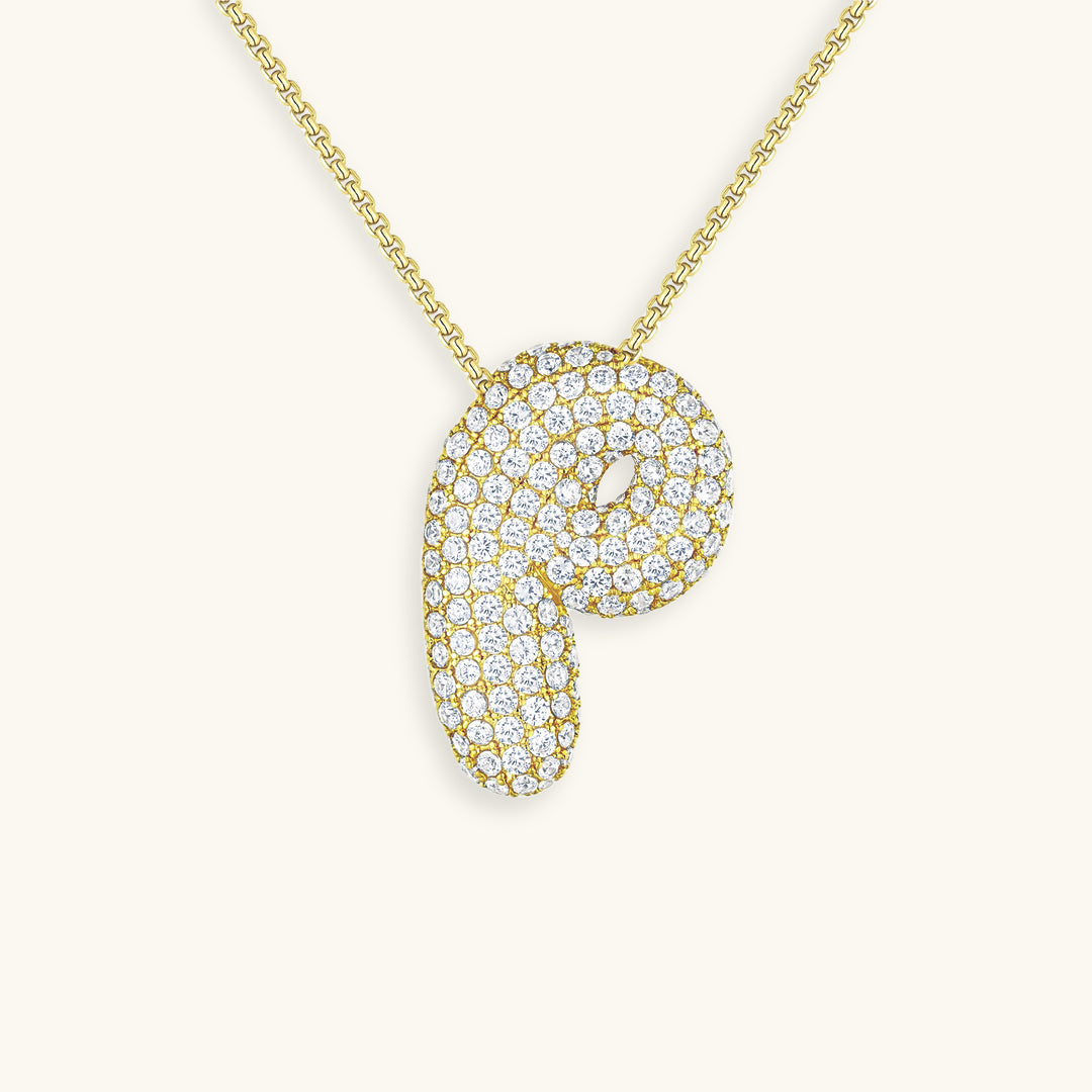 Diamant Initial Bubble Halskette