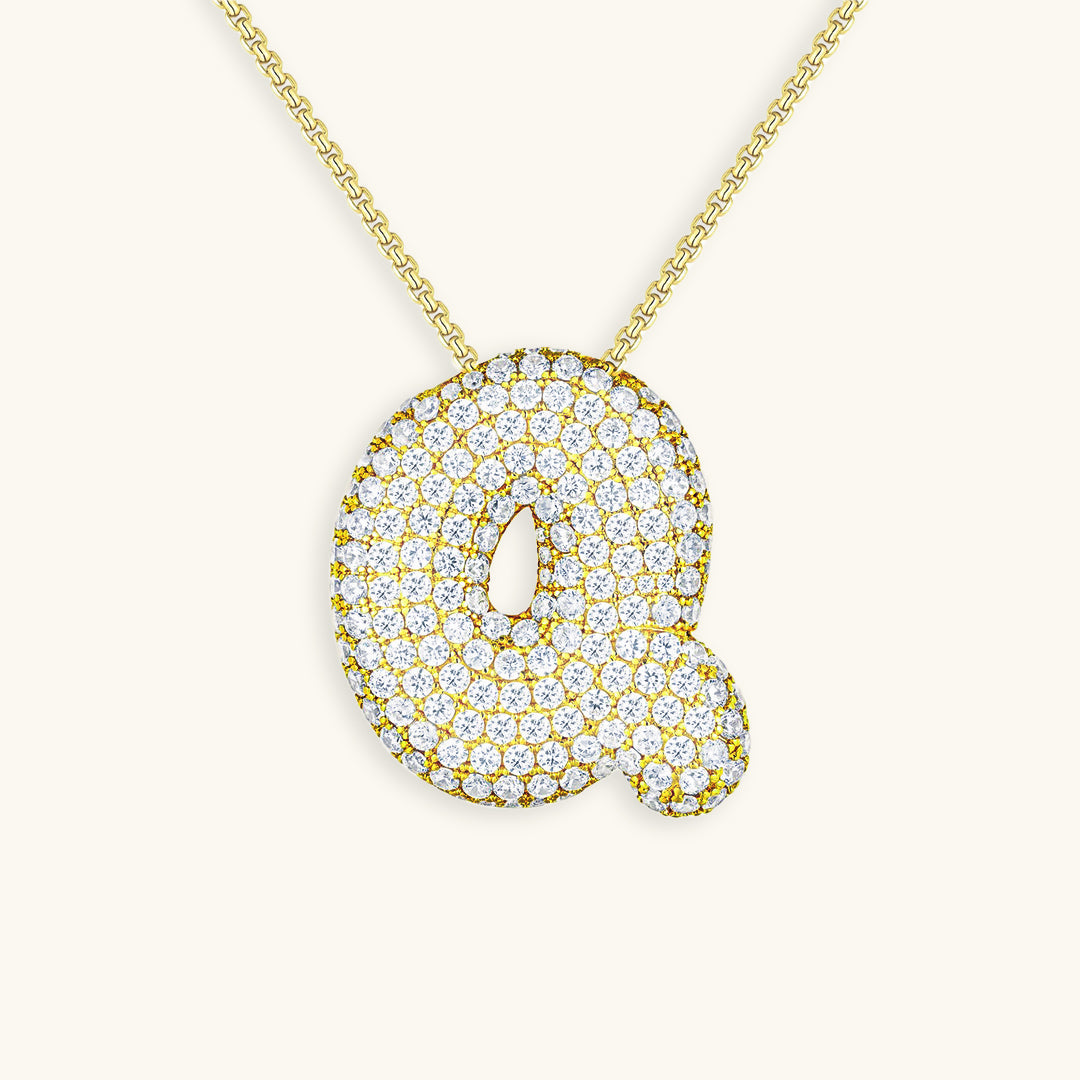 Diamant Initial Bubble Halskette