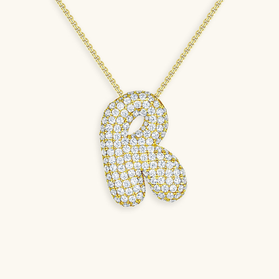 Diamant Initial Bubble Halskette